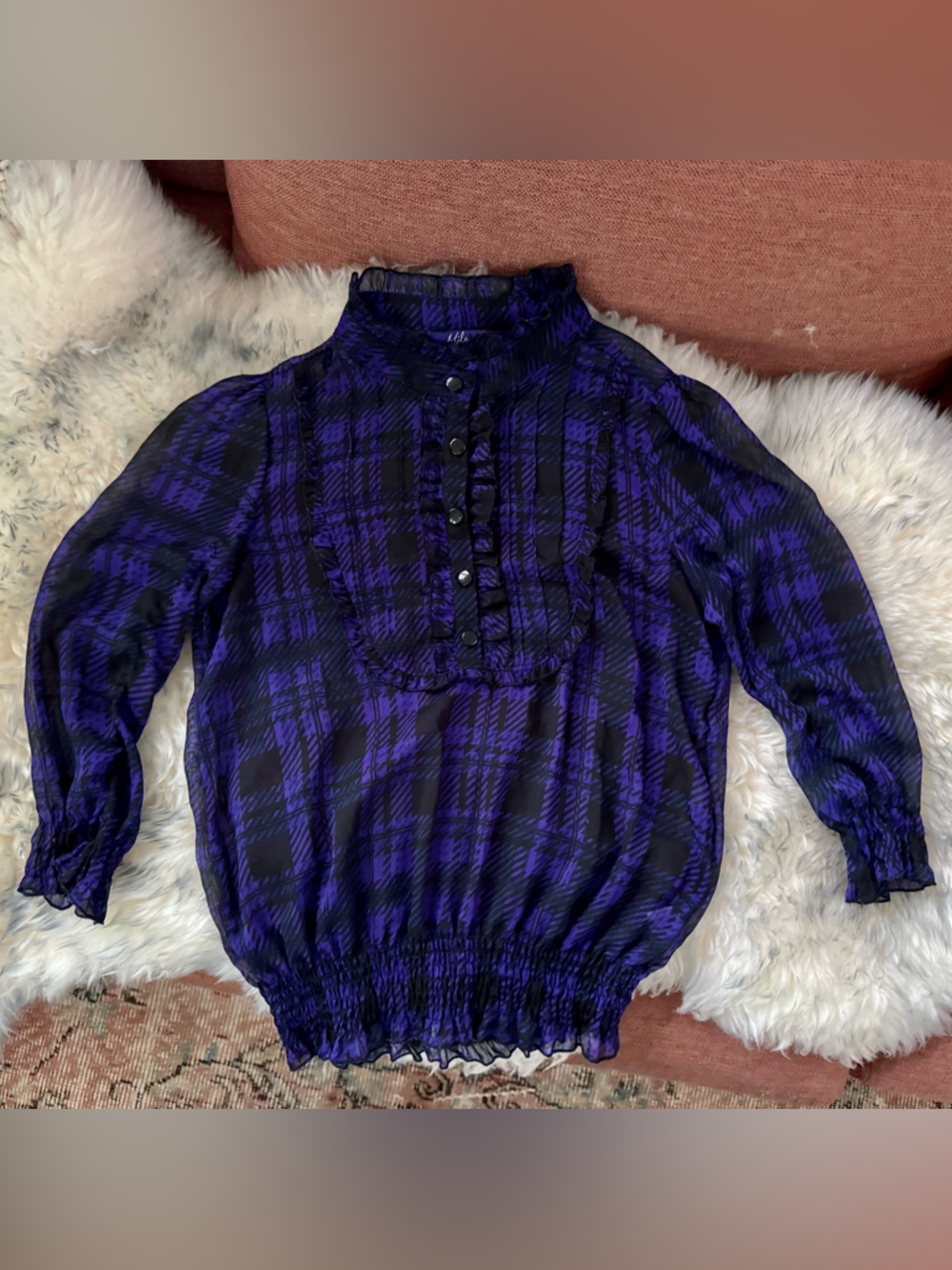 Miley Max Sheer Houndstooth Top